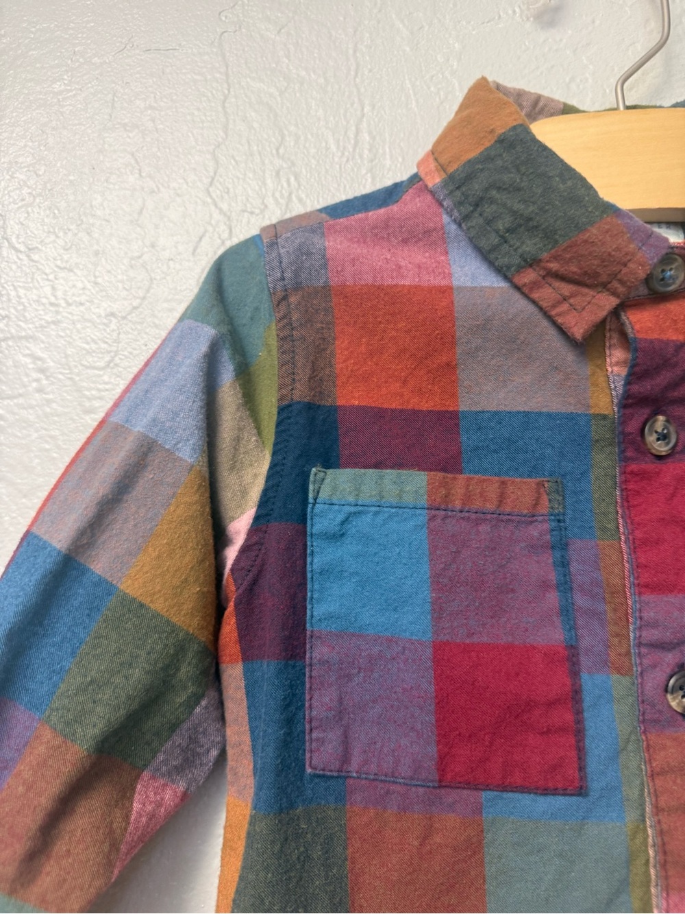 $23 ADD ON blue rooster blue green plaid button down shirt 4Y janie and jack zar - Picture 3 of 3